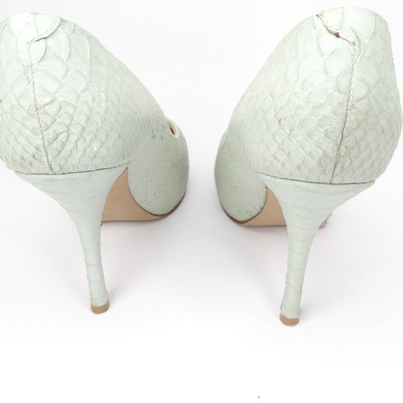 Giuseppe Zanotti  Leather Snakeskin Peep Toe Pumps - Picture 6 of 14